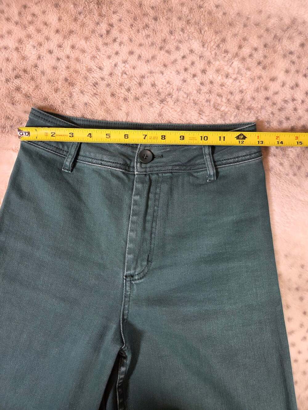 Miou Muse Olive Green High Rise Wide Leg‎ Raw Hem Pants Size Small - Picture 6 of 9